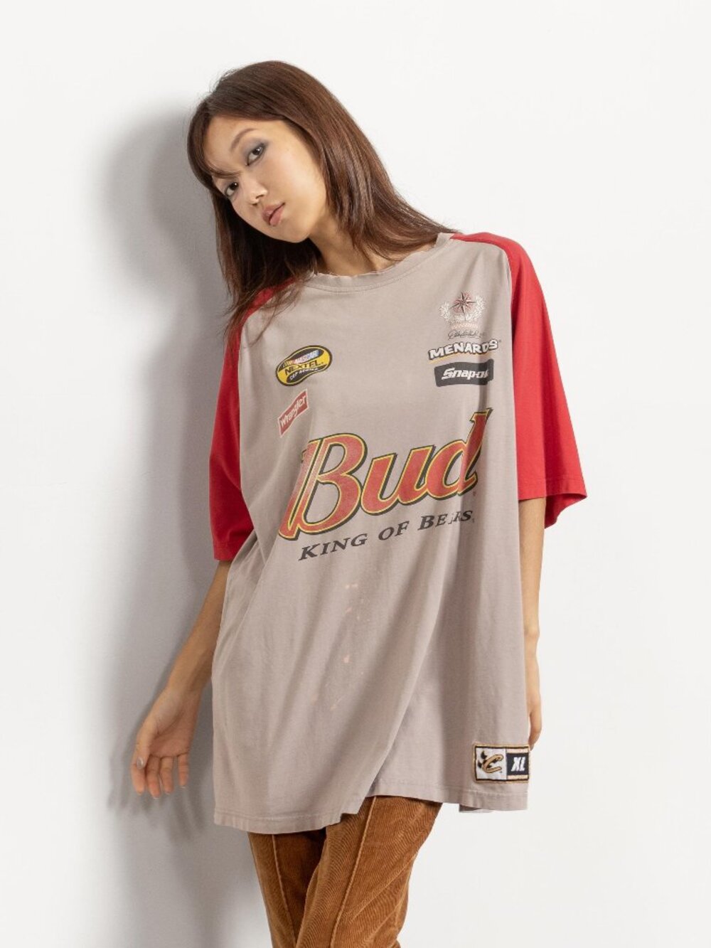 Vintage Beer Tee BUD Oversize Xl Racing Cars Distressed